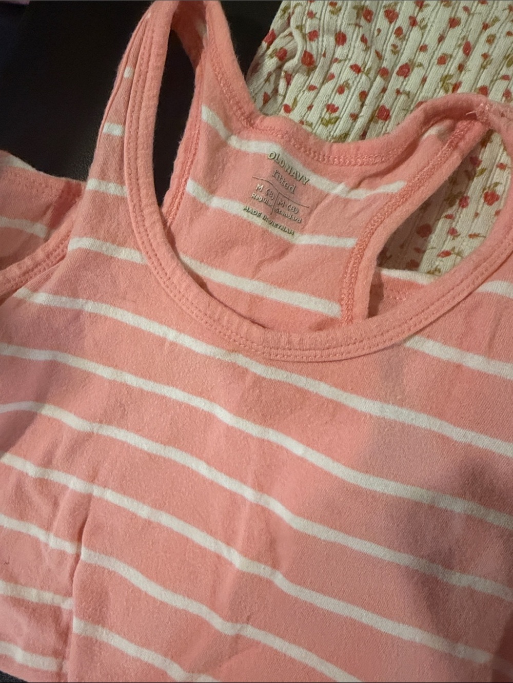 Cat & Jack Coral Pink Graphic & Stripe Tank Tops with Cream Floral Top - 3-Pack - Picture 5 of 5